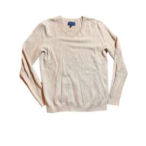 Fairlane Cotton Cashmere Cream Textured Knit Sweater Minimal Quiet Luxury M